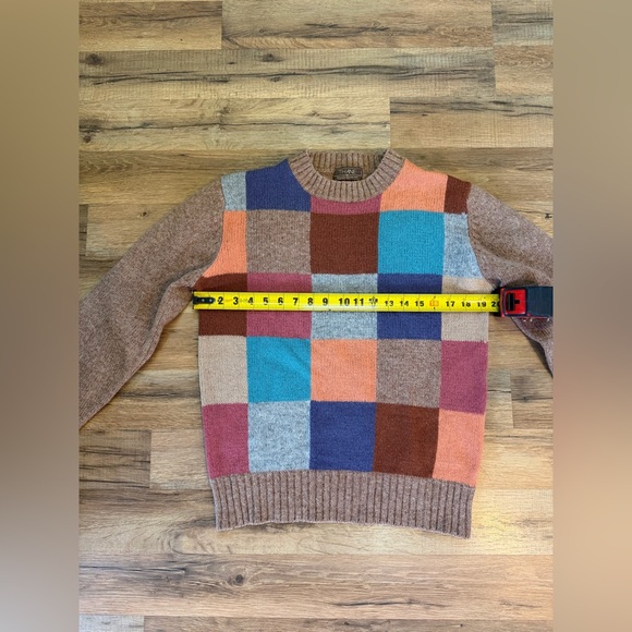70s patchwork shetland wool M unisex vintage Jack Henry sweater grandpa preppy - Picture 8 of 9